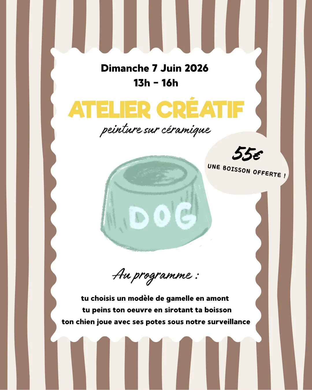 Atelier peinture créatif sur céramique à Puppy Corner Metz