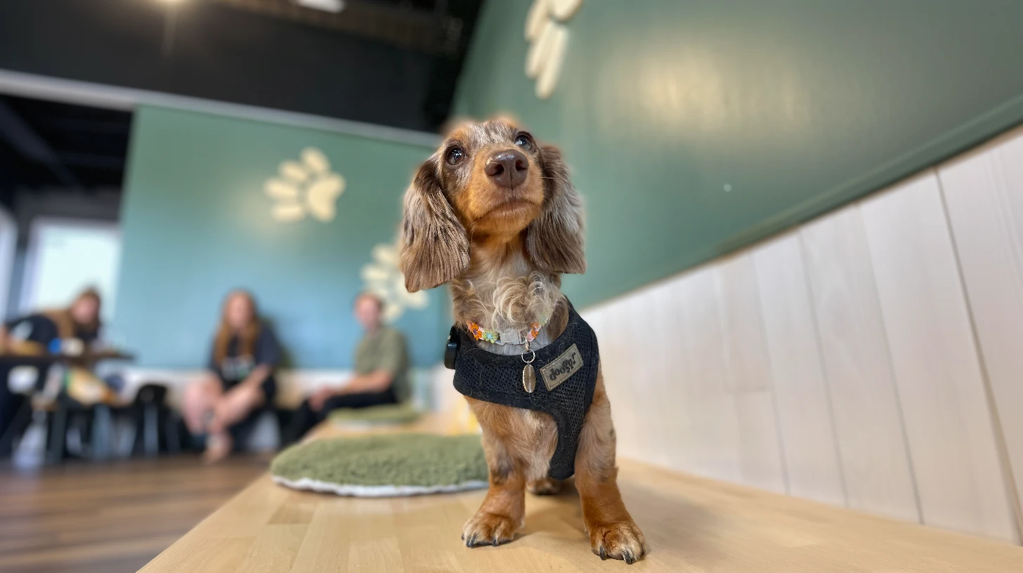 Teckel au café canin Puppy Corner Metz